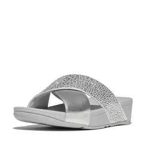 FitFlop Lulu Crystal Mix Slide Sandals - Silver