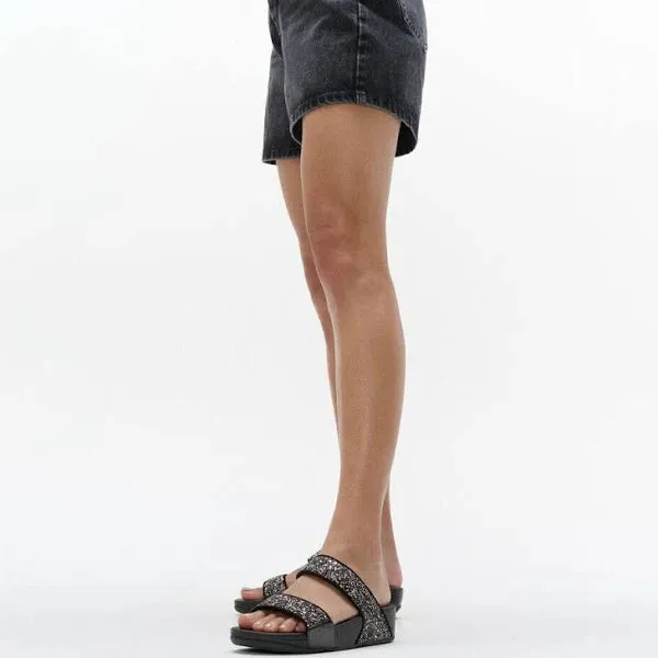 FitFlop Lulu Multi Tonal Glitter Slide Sandals - Black Multi