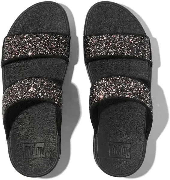 FitFlop Lulu Multi Tonal Glitter Slide Sandals - Black Multi