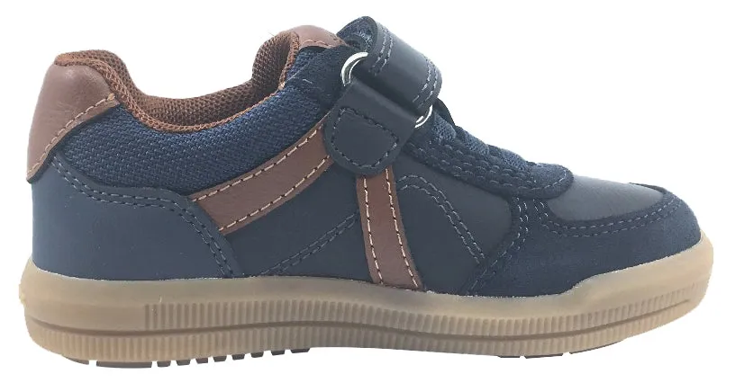 Geox Boy's J Arzach Sneaker Shoes, Navy/Brown
