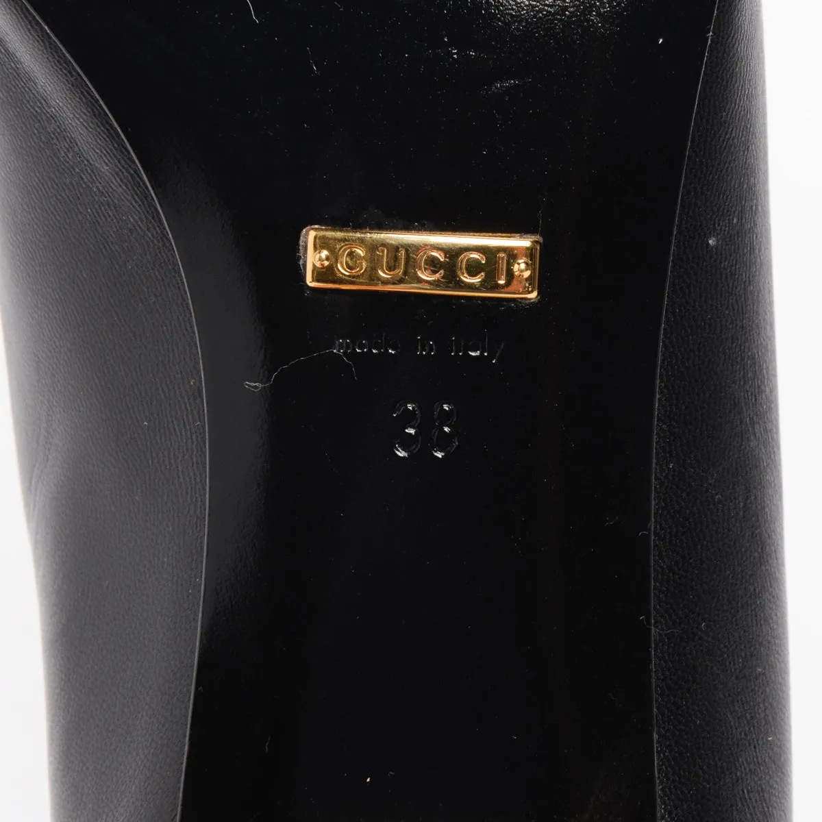 Gucci Black Calfskin Horsebit Flats 38