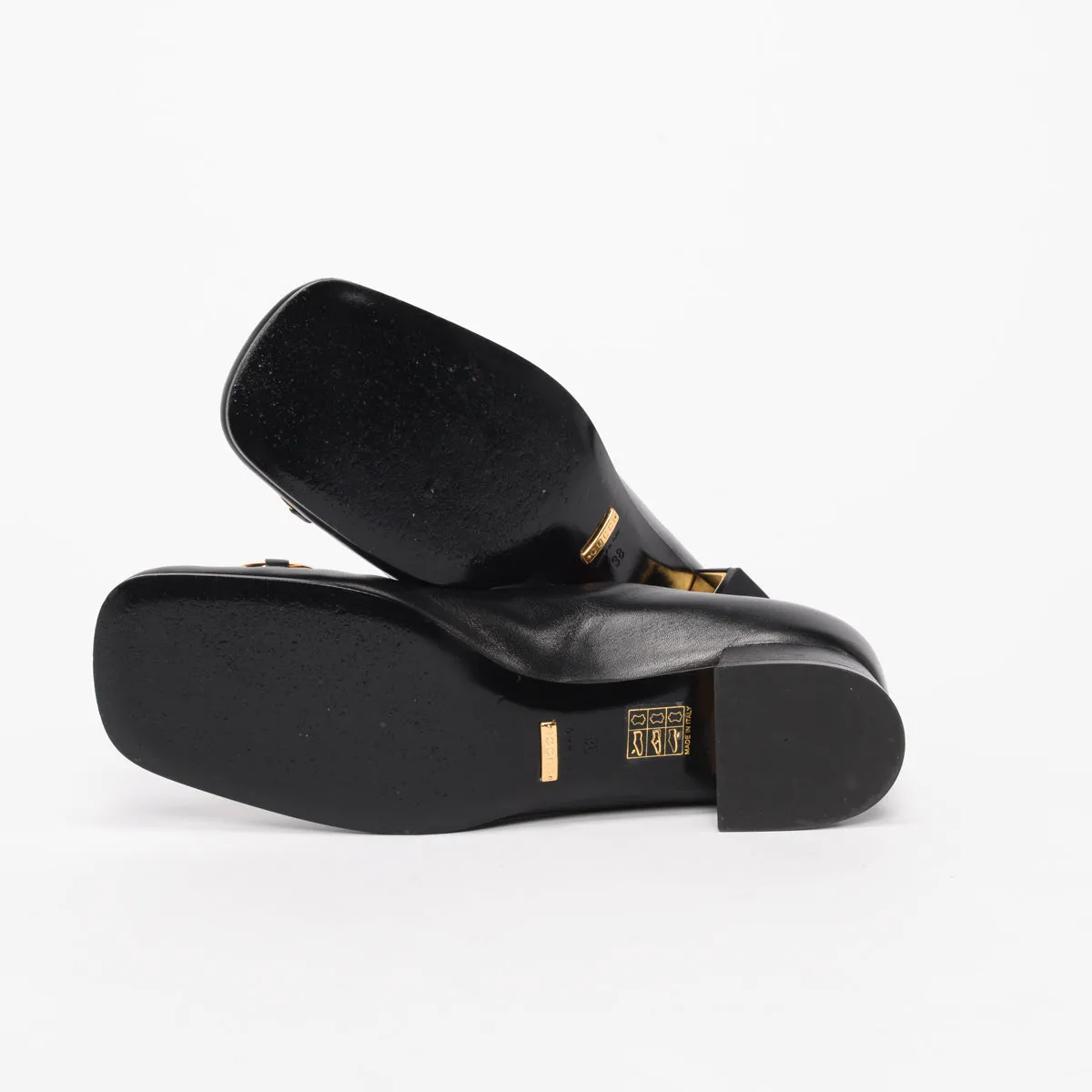 Gucci Black Calfskin Horsebit Flats 38