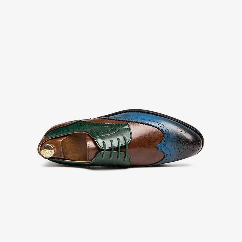 Handmade Multicolor Leather Oxford Dress Shoes