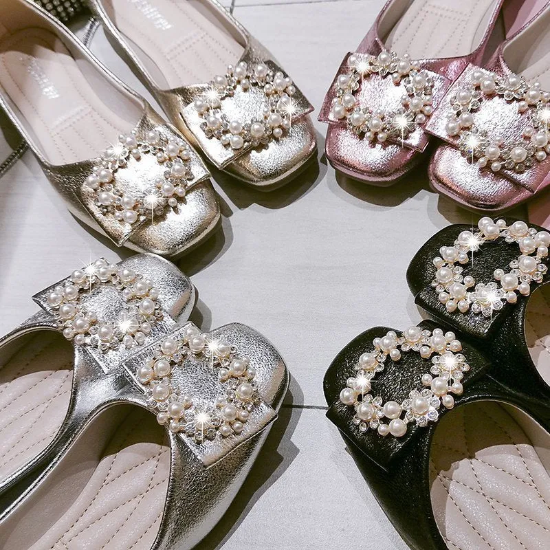 Hnzxzm Fashion Flats for Women Single Shoes Pearl Brand Ladies Flats Soft Woman Footwear Gold Black Pink A4543