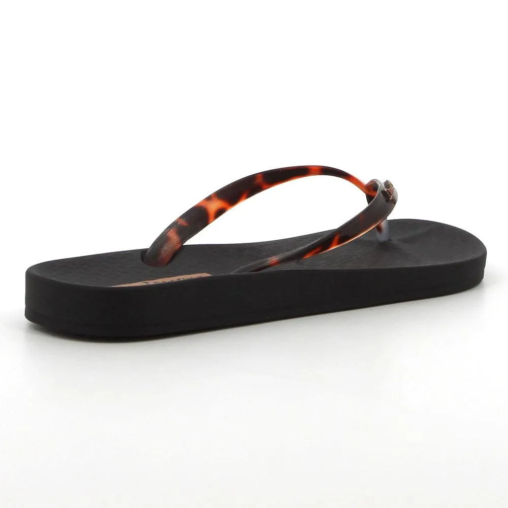 Ipanema Leopard Print Thong Strap Sandals - Black