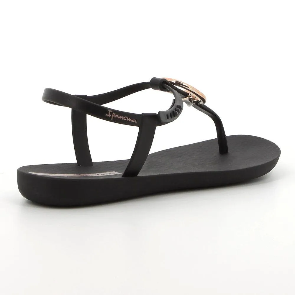 Ipanema Slingback With Gold Trim Sandal  - Black/Gold/Pink