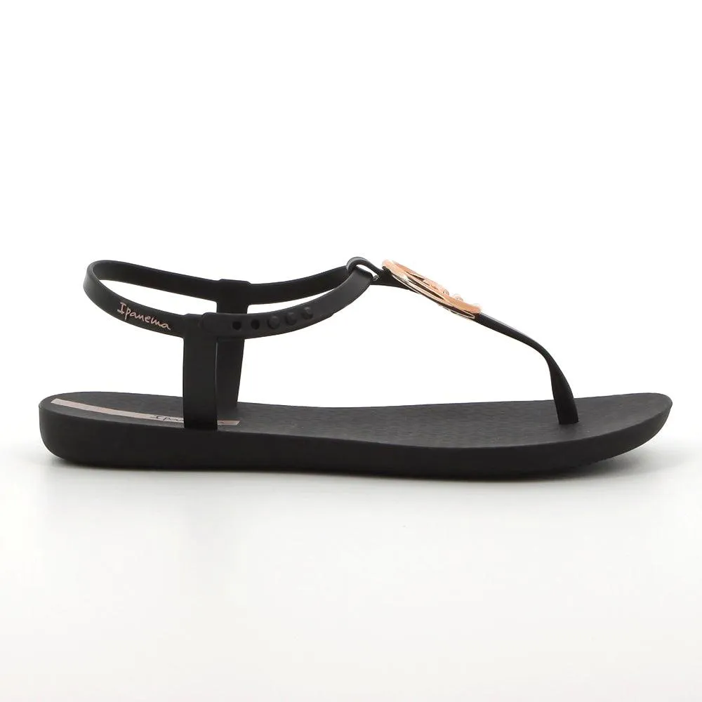 Ipanema Slingback With Gold Trim Sandal  - Black/Gold/Pink