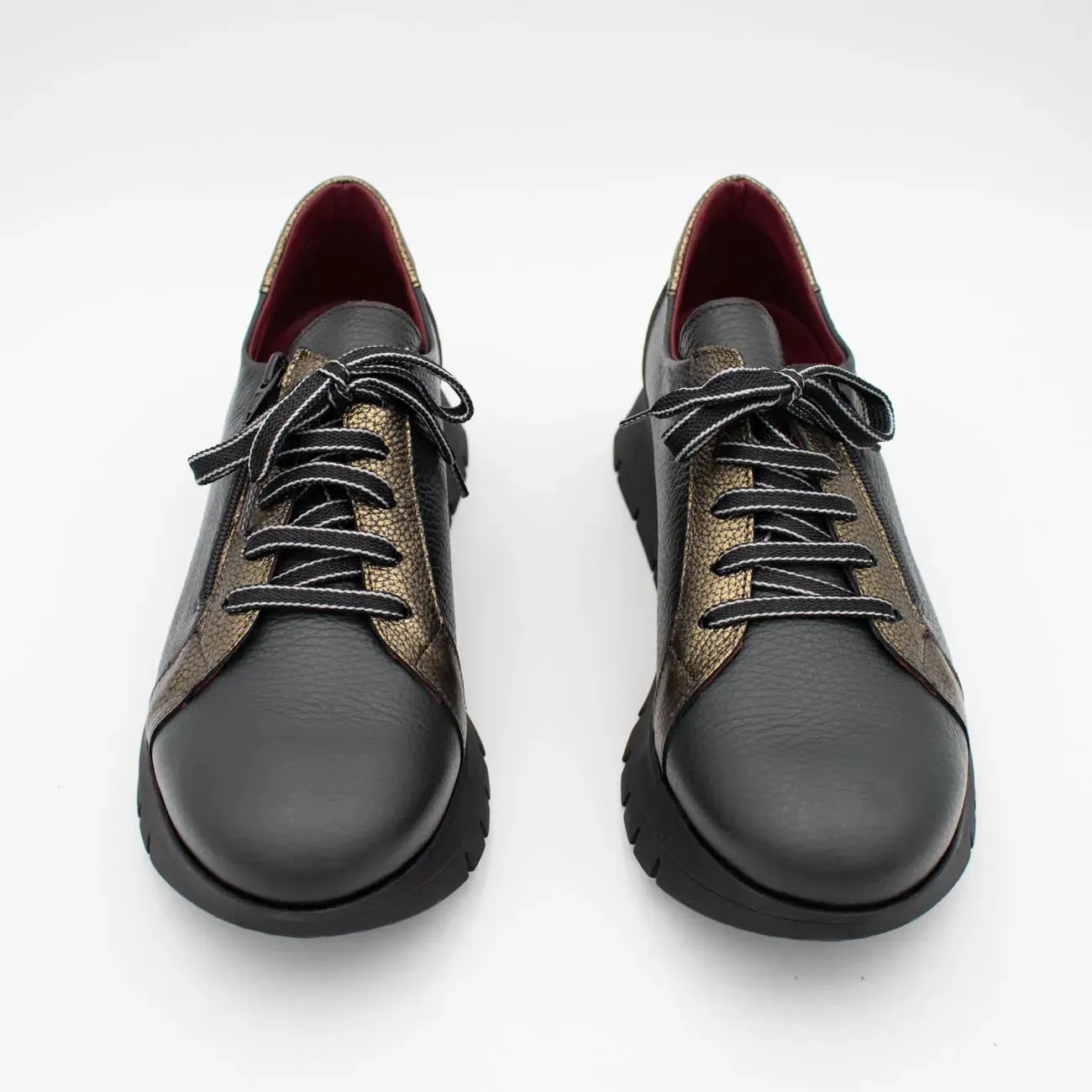 Jose Saenz Women's Khaki Lace-Up Shoes with Gold Accents