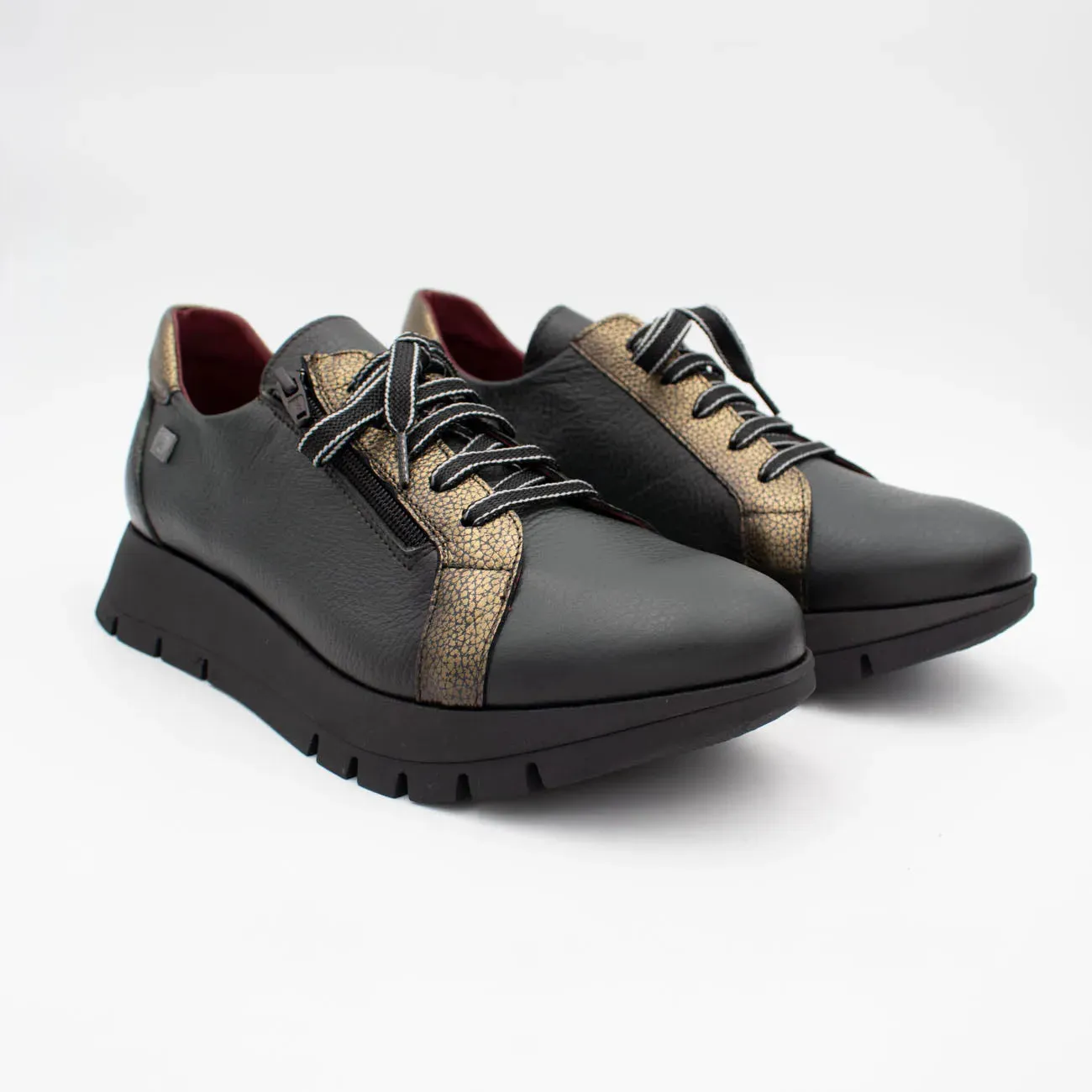 Jose Saenz Women's Khaki Lace-Up Shoes with Gold Accents