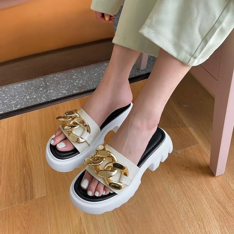 Lazy Slippers Cowhide Patent Leather Adhesive Shoes Platform | Brodtica.com