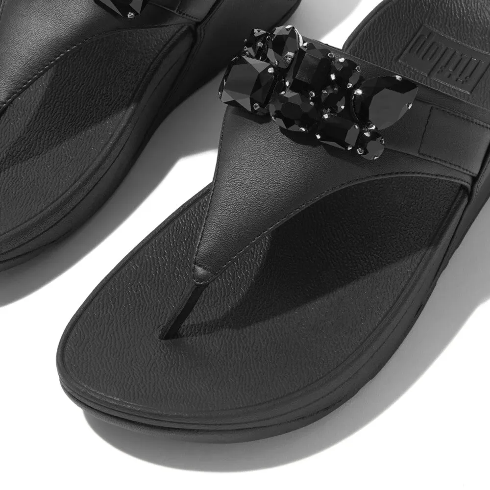 LULU Jewel-Deluxe Leather Toe-Post Sandals