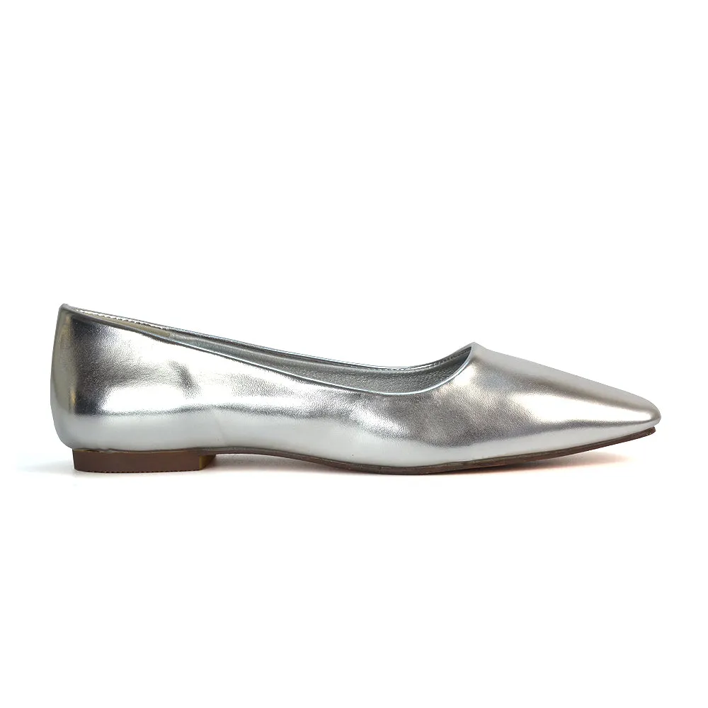 Maci Square Toe Slip on Flat Heel Ballerina Pumps in Cherry Red Patent