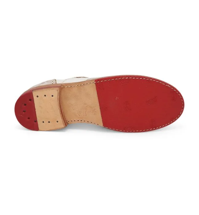 Maude Wing-Tip Riding Shoes in Bone Lux