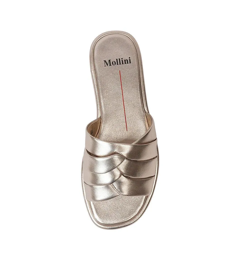 Menny Platinum Leather Slides
