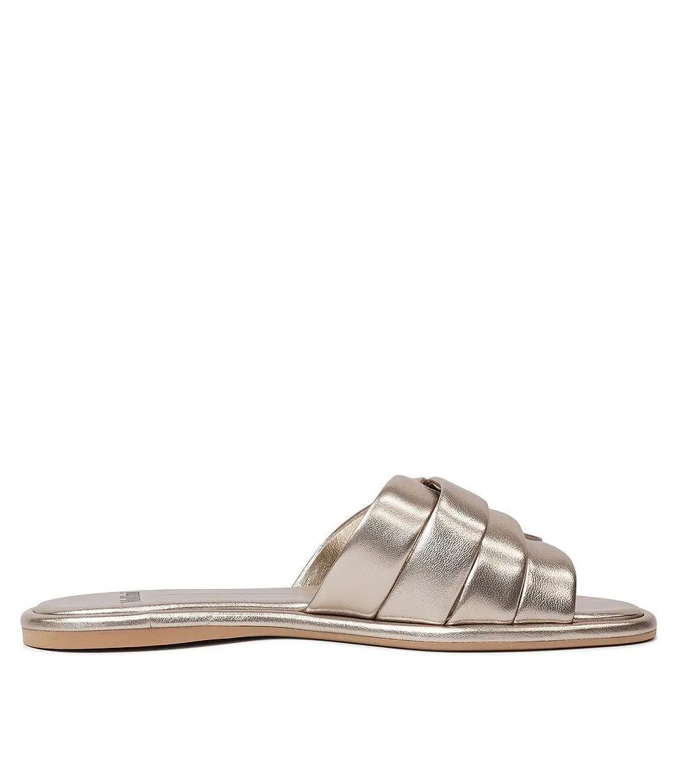 Menny Platinum Leather Slides