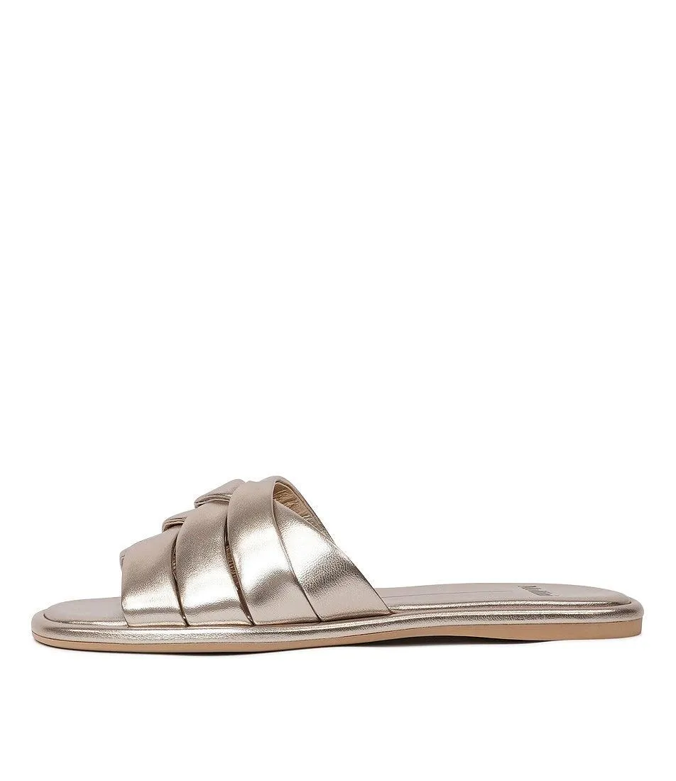 Menny Platinum Leather Slides