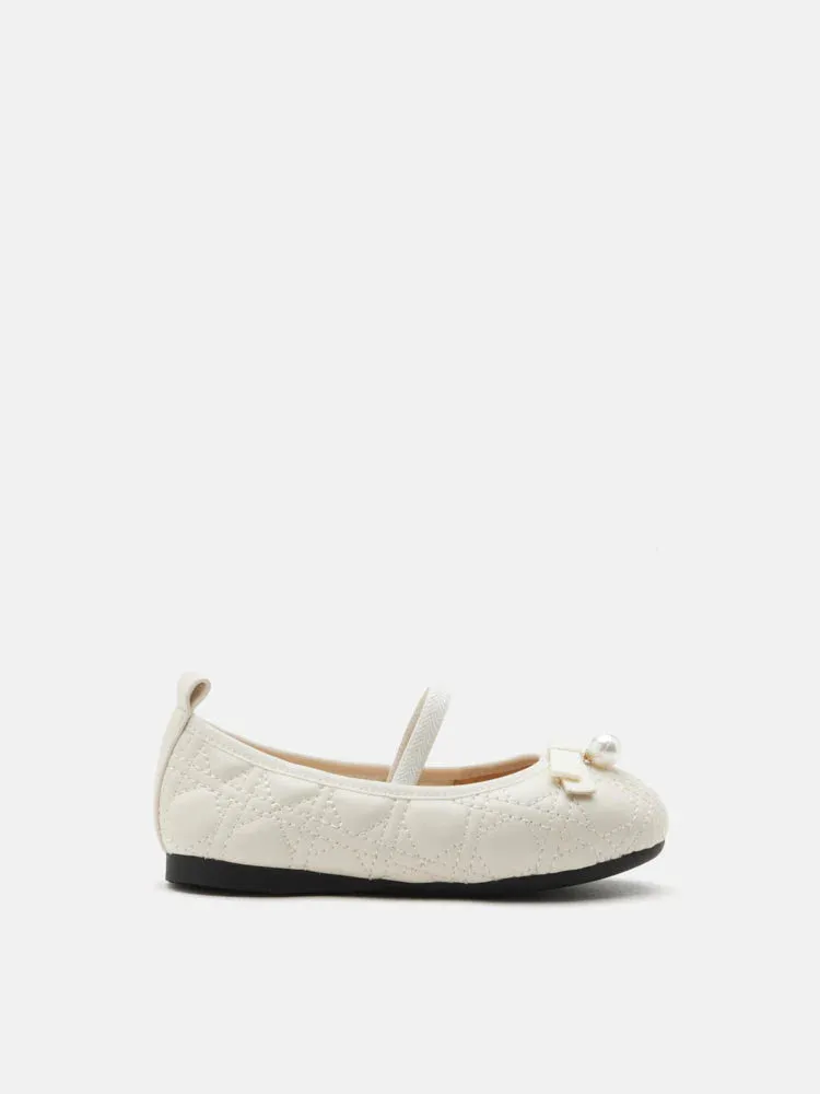 Mini Simona Quilted Pearl Bow Flats