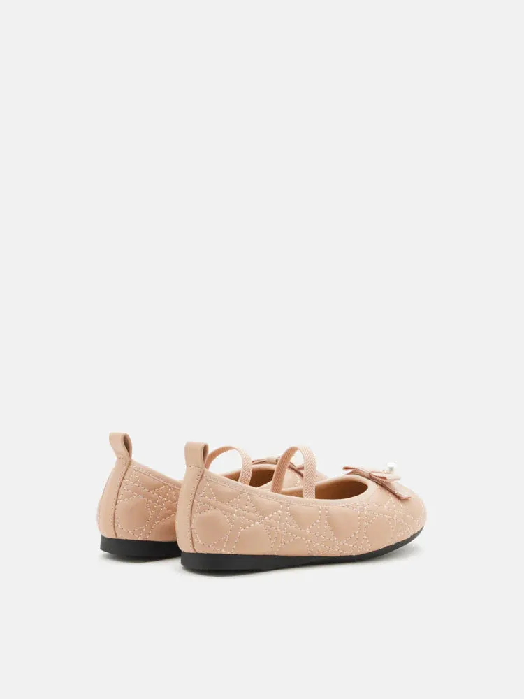 Mini Simona Quilted Pearl Bow Flats