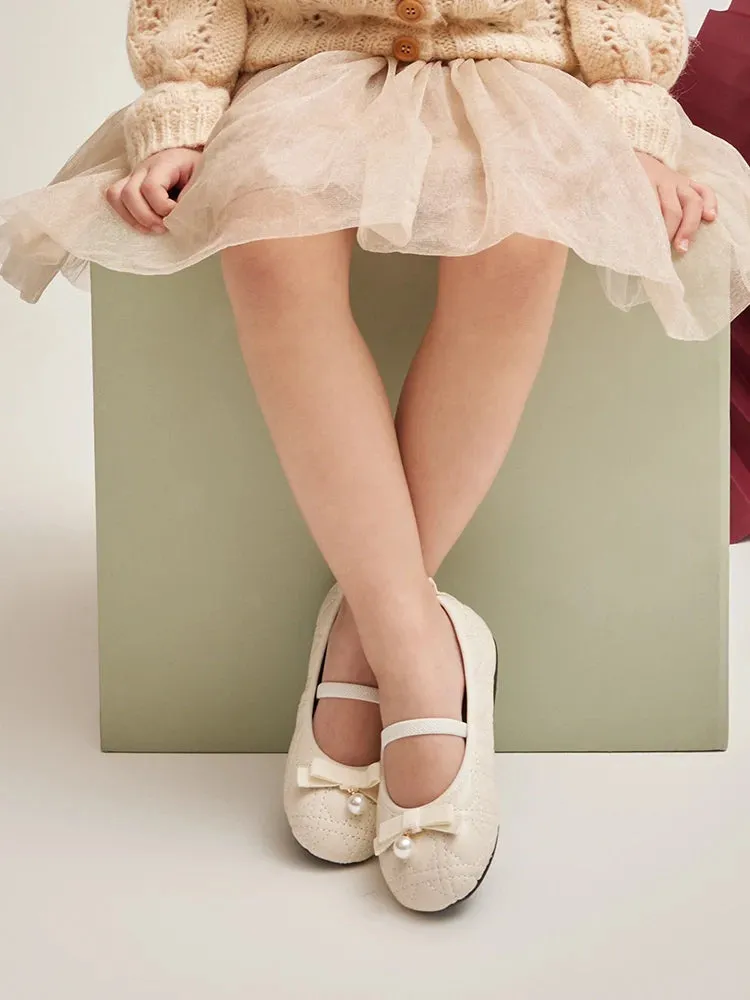 Mini Simona Quilted Pearl Bow Flats