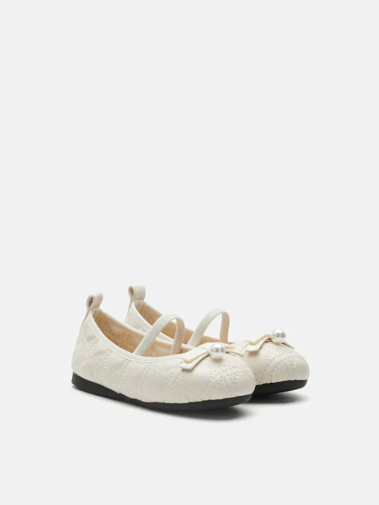 Mini Simona Quilted Pearl Bow Flats