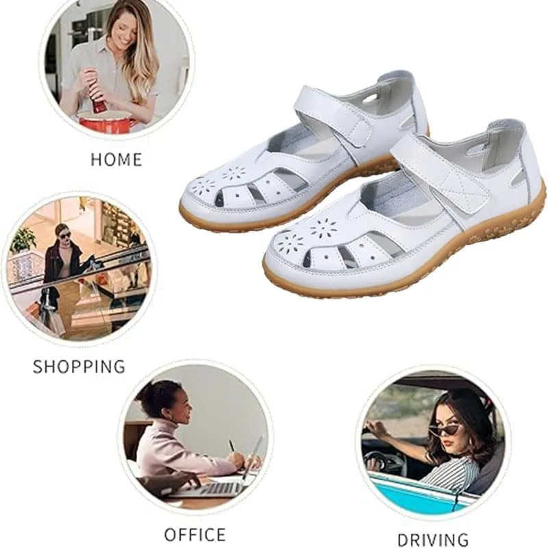 NEW Retails $45, Orthopedic Loafers in Breathable Leather, Women's Casual Comfort Closed Toe Orthopedic Shoes, Beige, Sz 6.5! Great indoor or work shoes