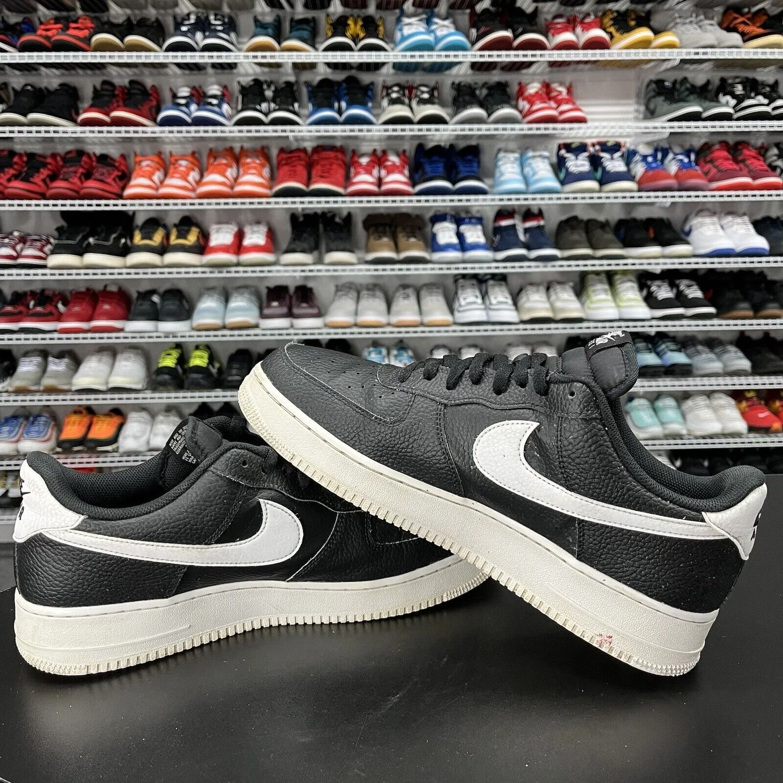 Nike Air Force 1 Low '07 Black White Pebbled Leather CT2302-002 Men's Size 12