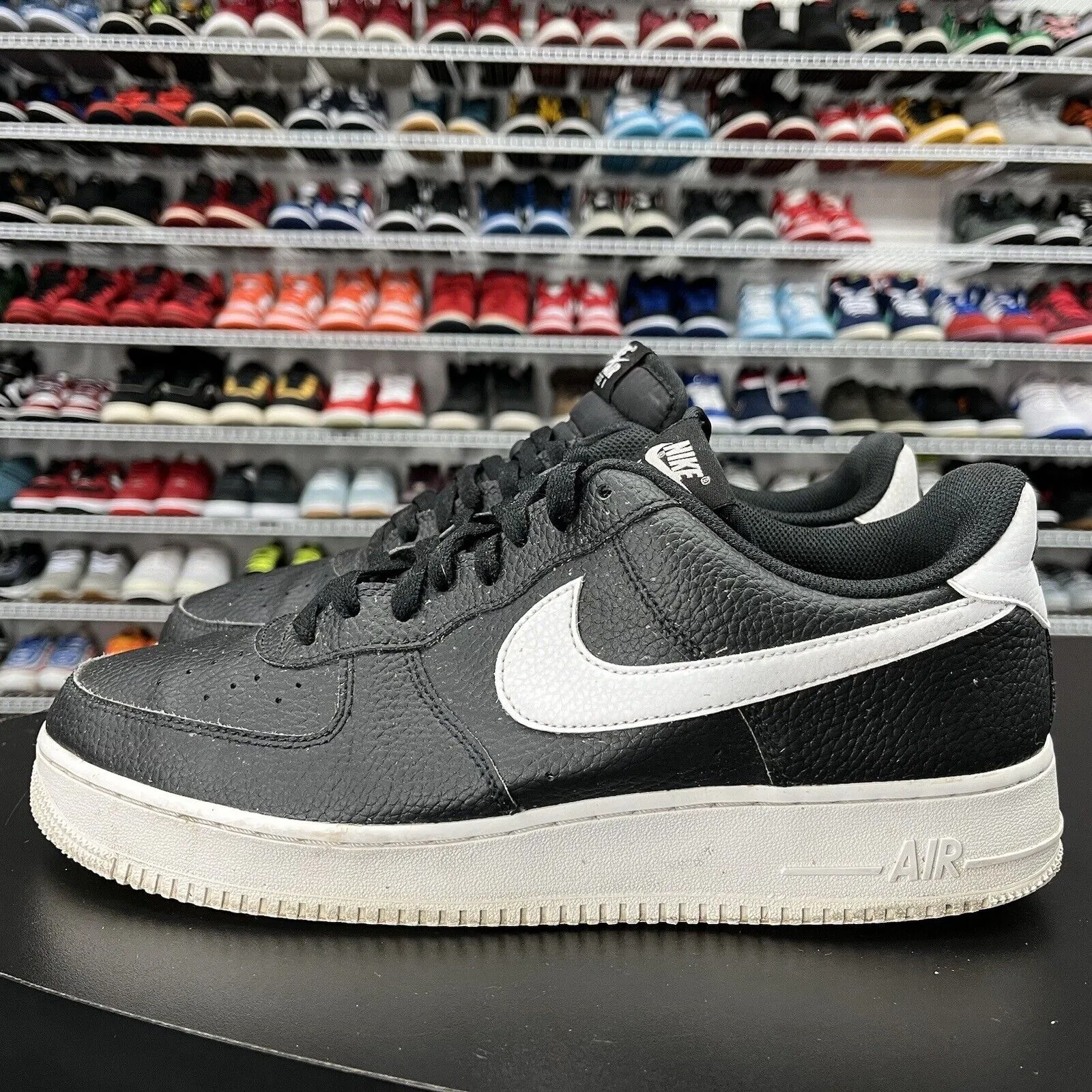 Nike Air Force 1 Low '07 Black White Pebbled Leather CT2302-002 Men's Size 12