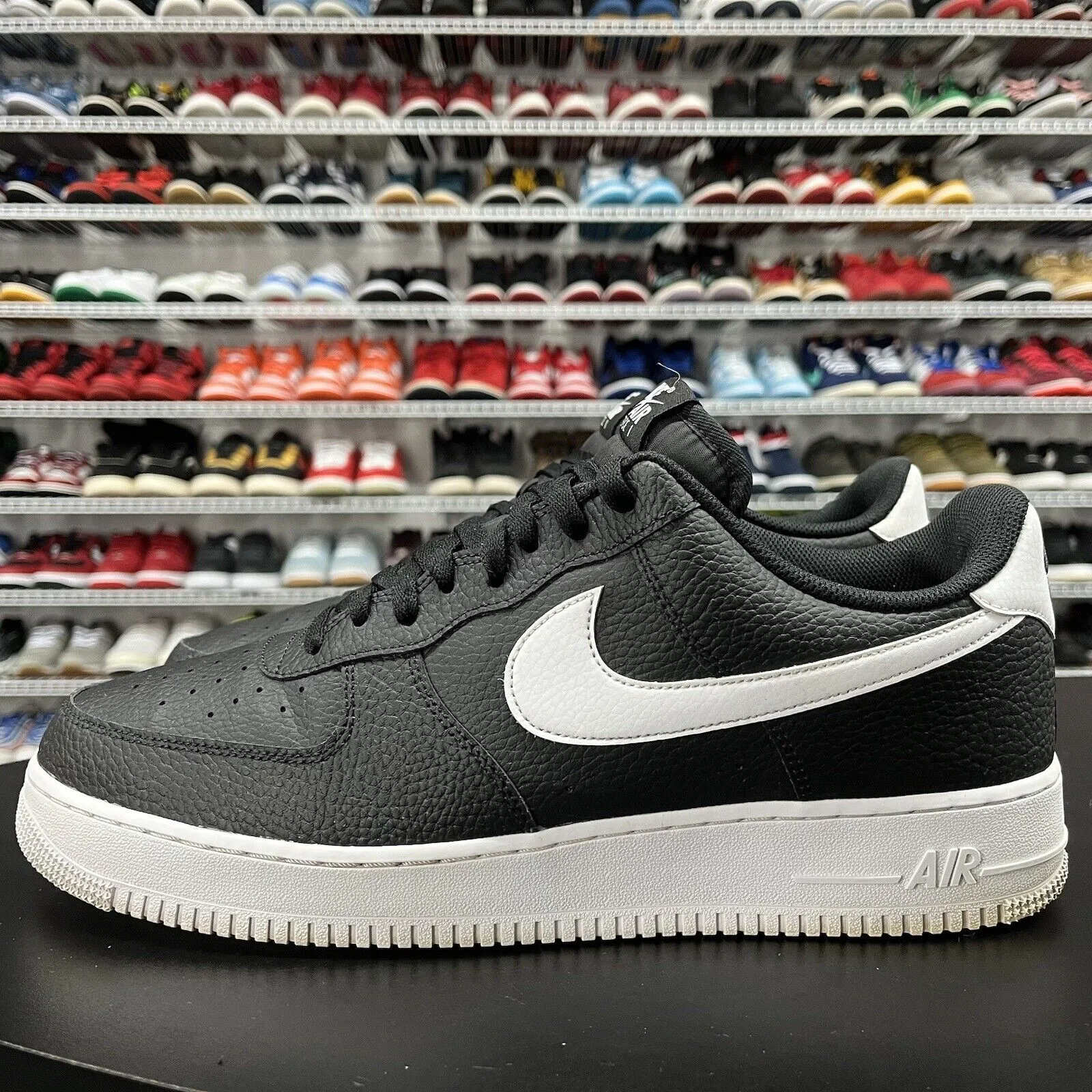 Nike Air Force 1 Low '07 Black White Pebbled Leather CT2302-002 Men's Size 14