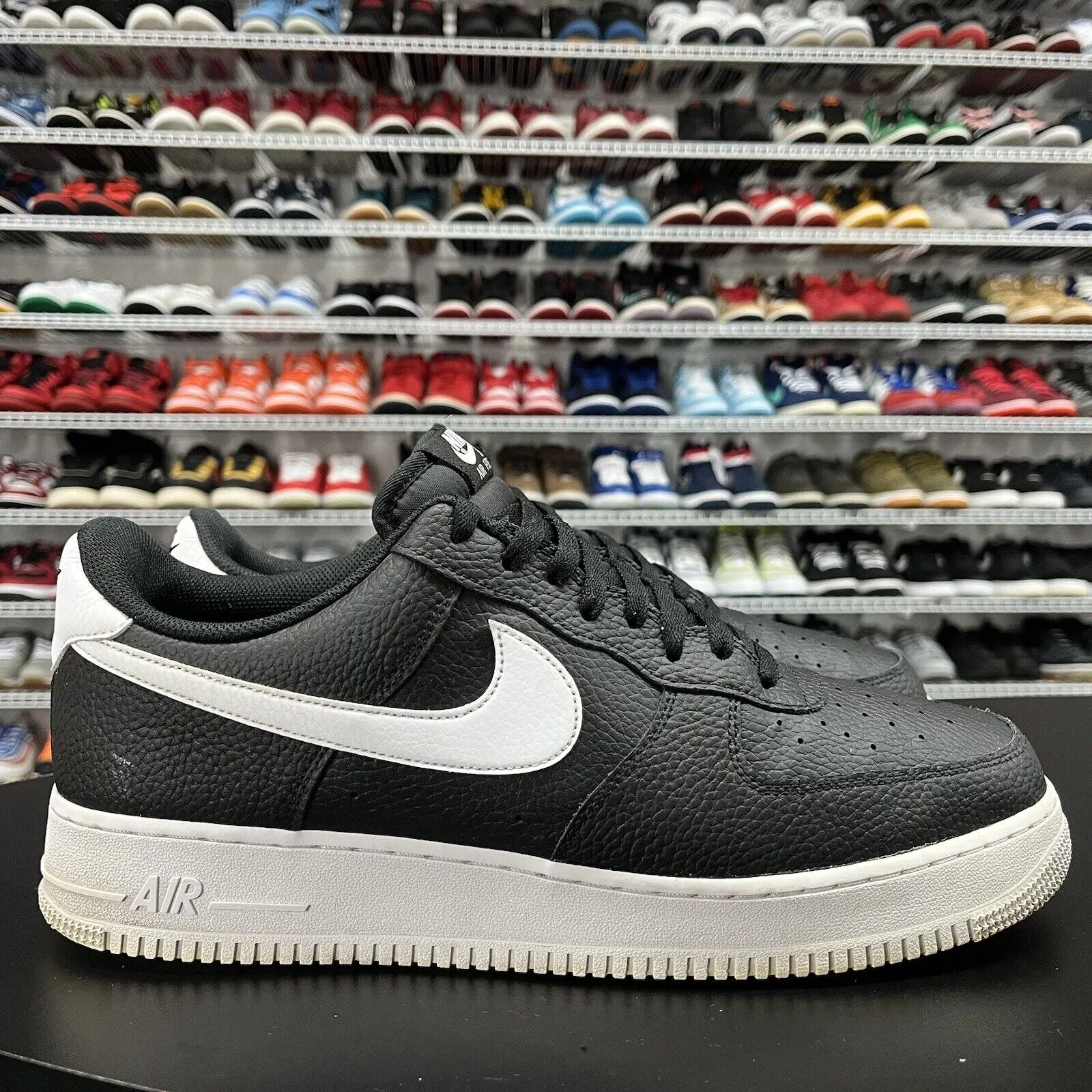 Nike Air Force 1 Low '07 Black White Pebbled Leather CT2302-002 Men's Size 14
