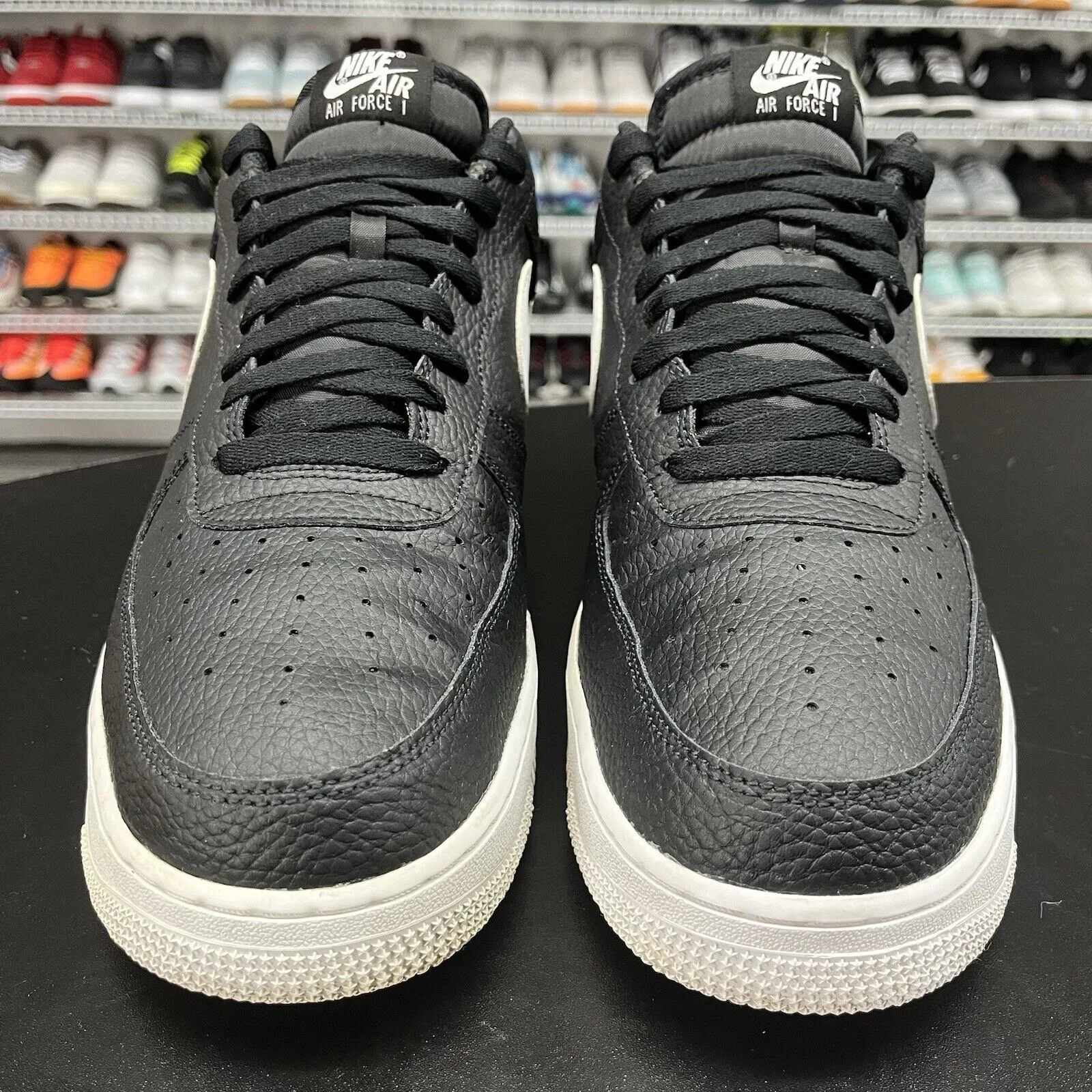 Nike Air Force 1 Low '07 Black White Pebbled Leather CT2302-002 Men's Size 14