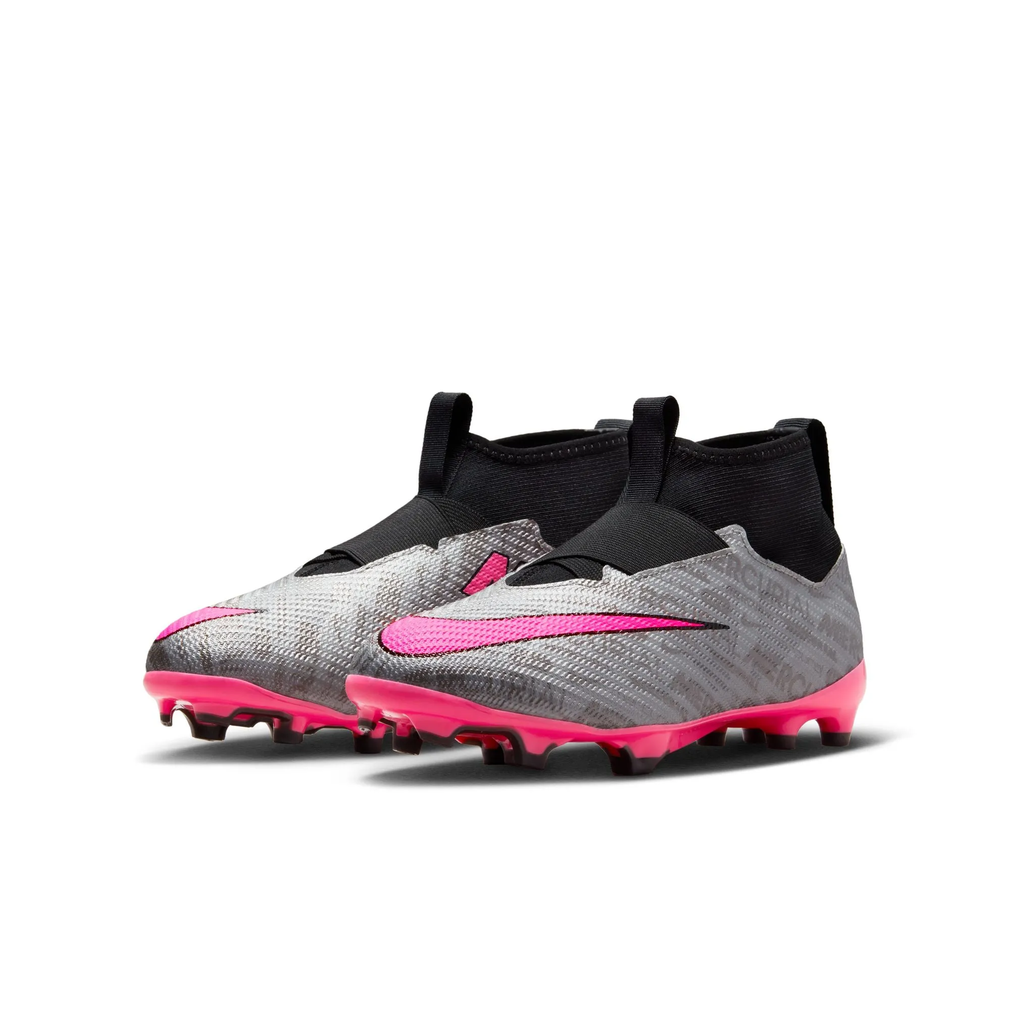 Nike Air Zoom Mercurial Superfly 9 Junior Pro XXV FG Firm Ground Soccer Cleat - Silver/Pink/Black/Yellow