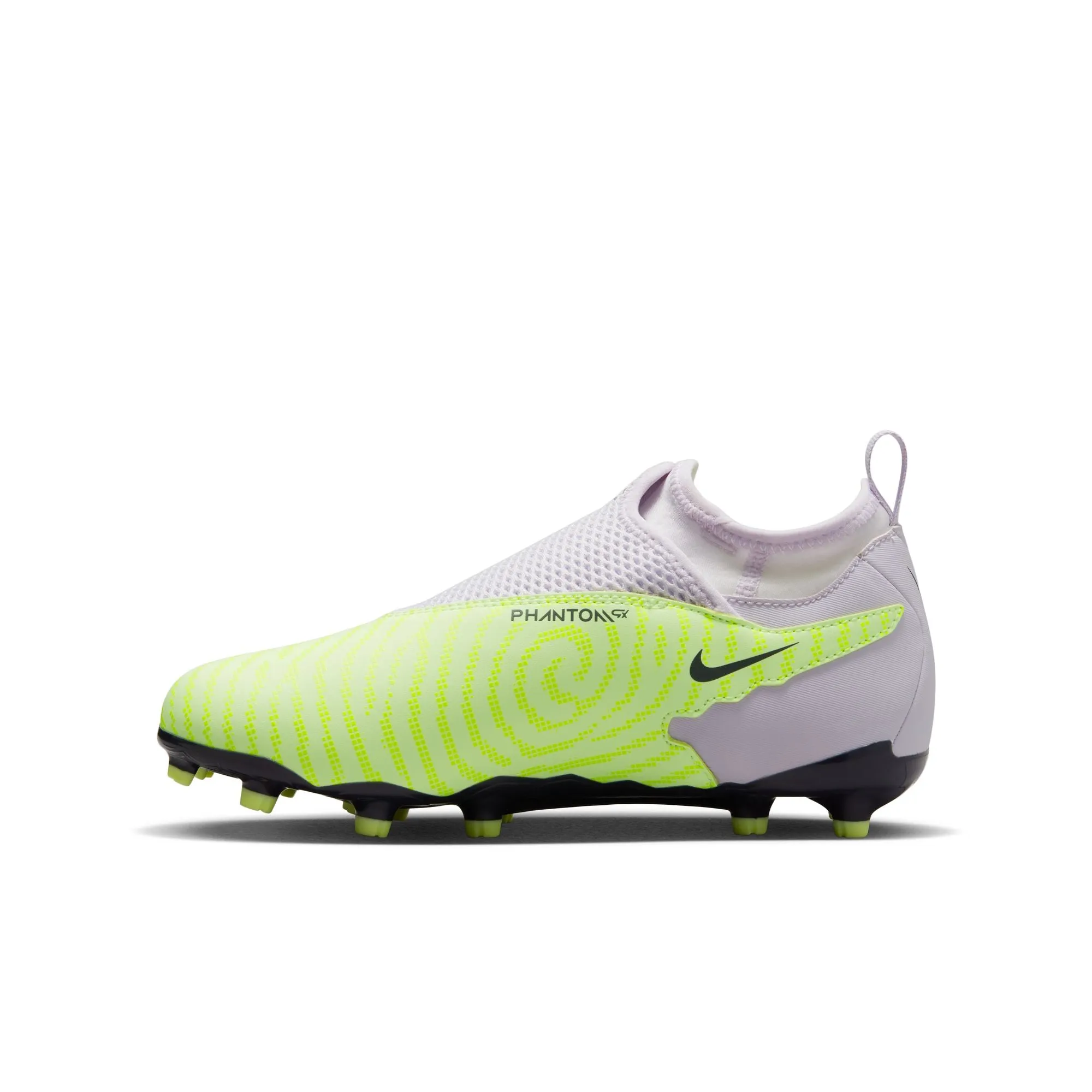 Nike Junior Phantom GX Academy DF FG/MG Soccer Cleat - Grey/Volt/Grape