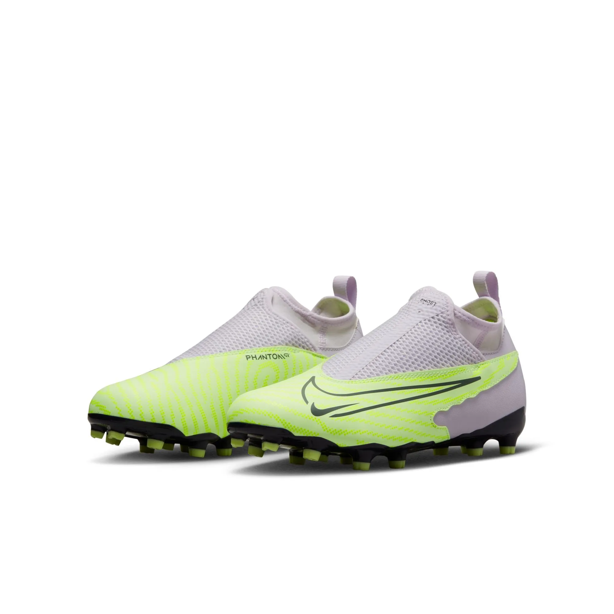 Nike Junior Phantom GX Academy DF FG/MG Soccer Cleat - Grey/Volt/Grape