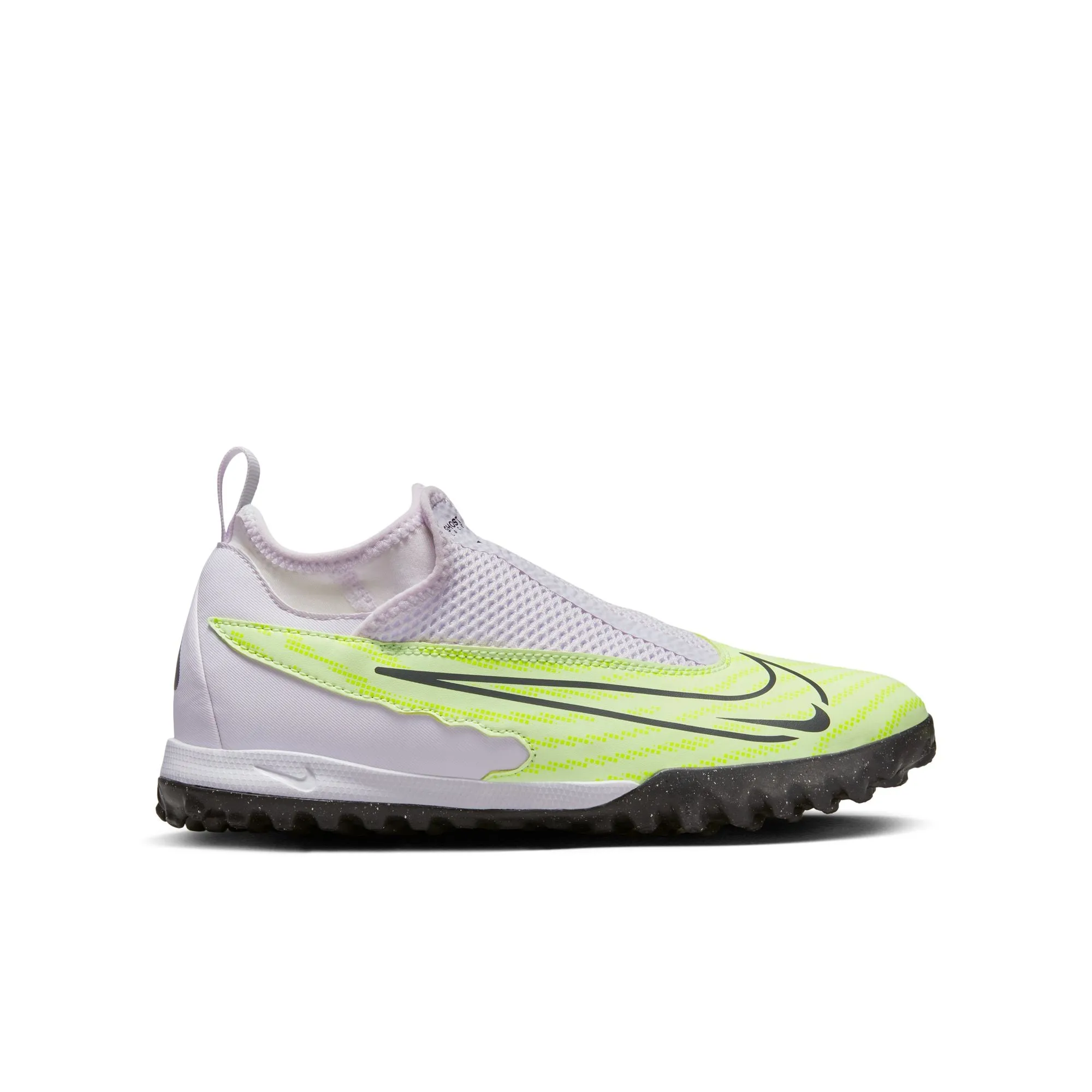 Nike Junior Phantom GX DF Academy TF Turf Soccer Cleats - Grey/Volt/Grape