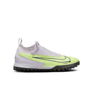 Nike Junior Phantom GX DF Academy TF Turf Soccer Cleats - Grey/Volt/Grape