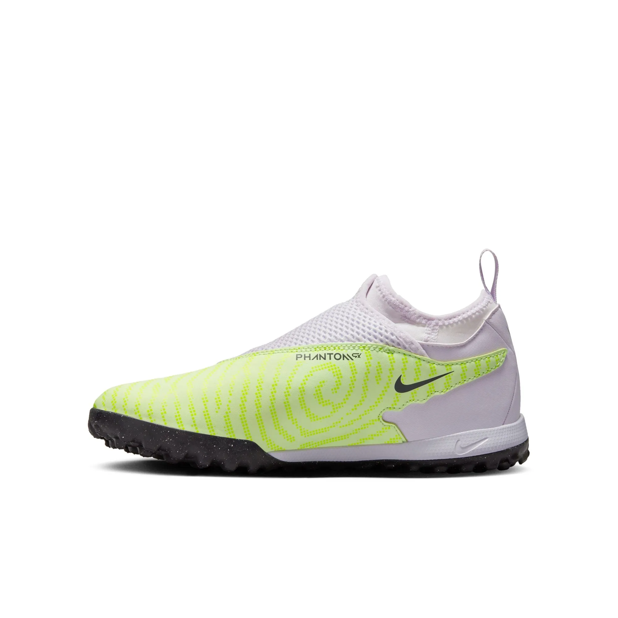 Nike Junior Phantom GX DF Academy TF Turf Soccer Cleats - Grey/Volt/Grape