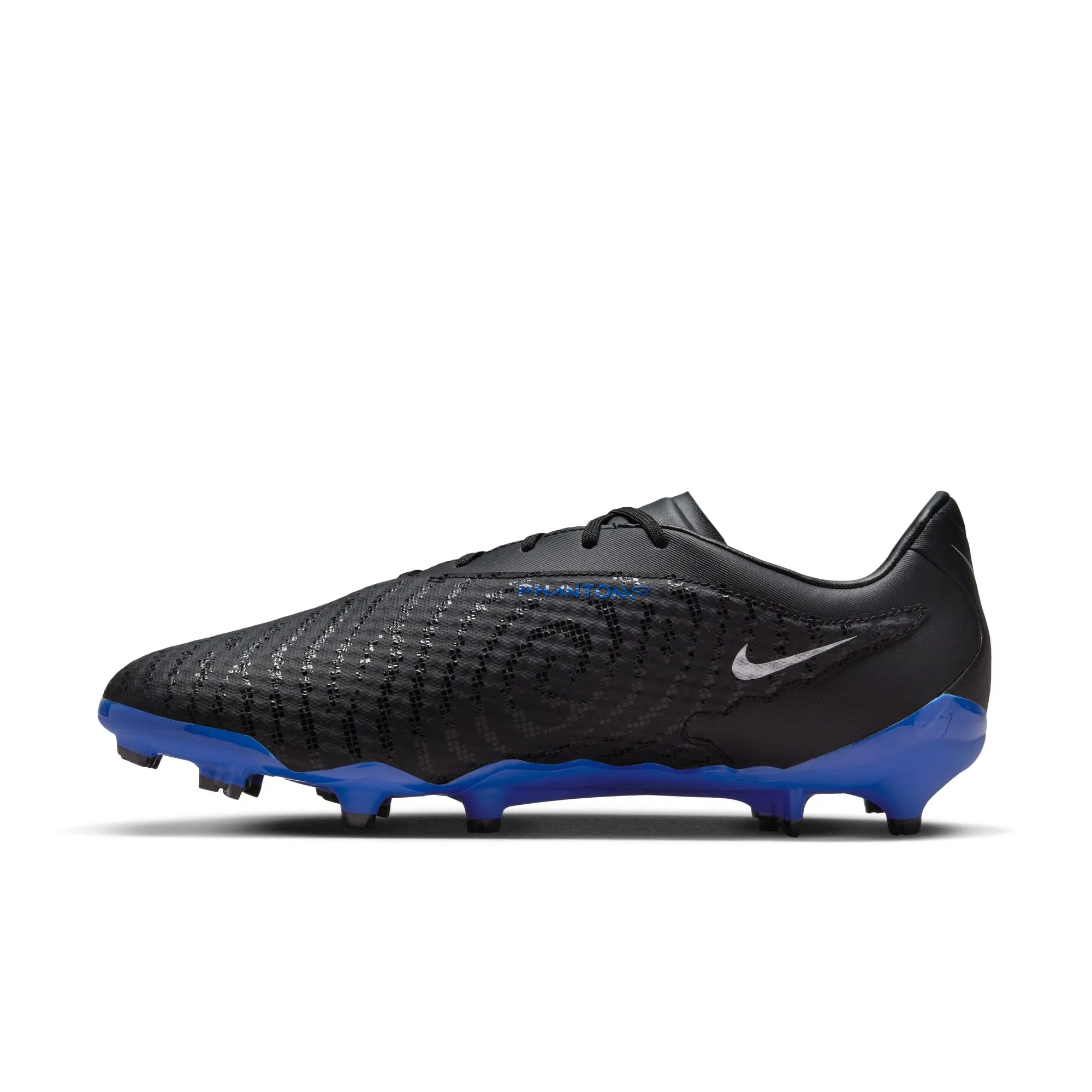 Nike Phantom GX Academy FG Firm Ground Soccer Cleats - Black/Chrome/Hyper Royal