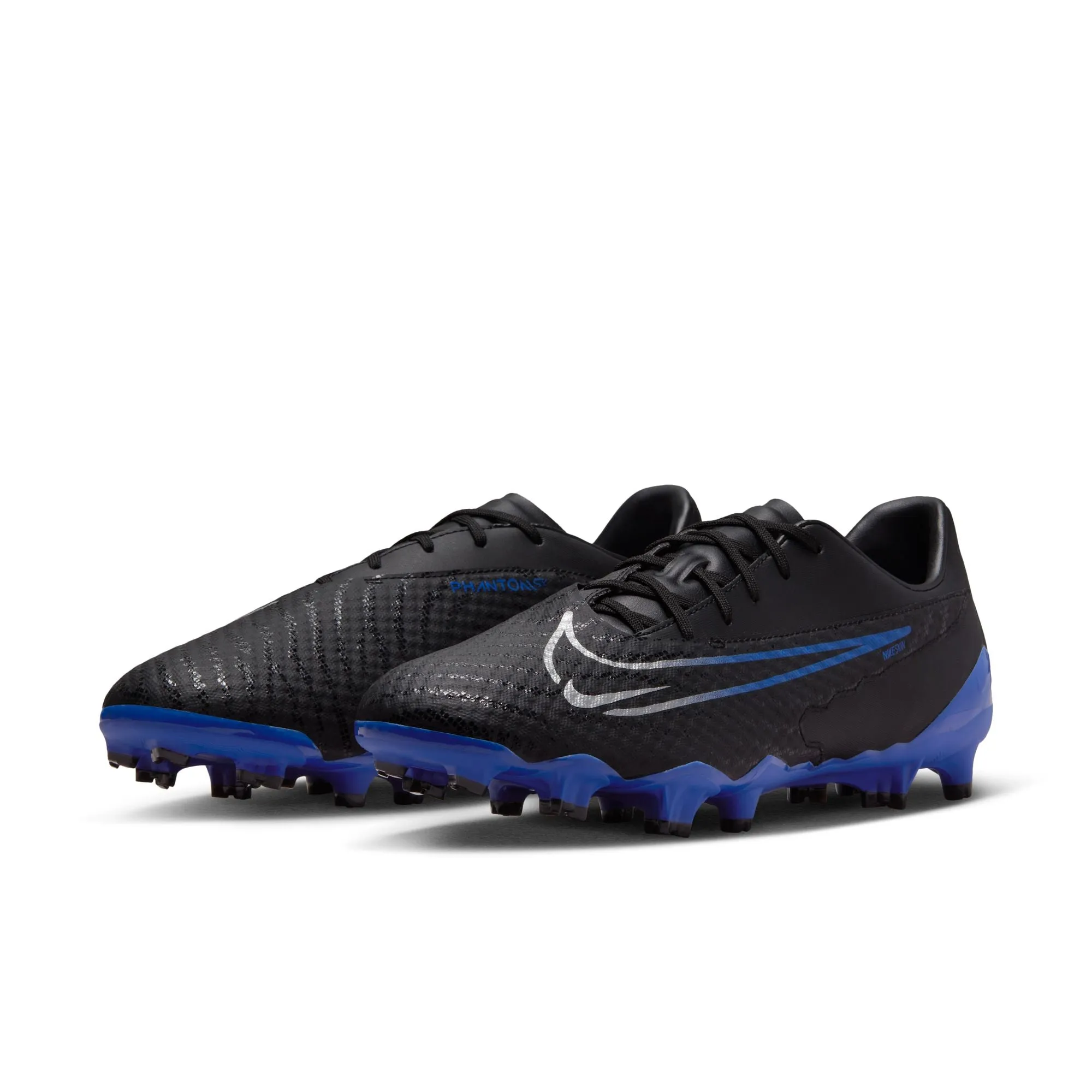 Nike Phantom GX Academy FG Firm Ground Soccer Cleats - Black/Chrome/Hyper Royal