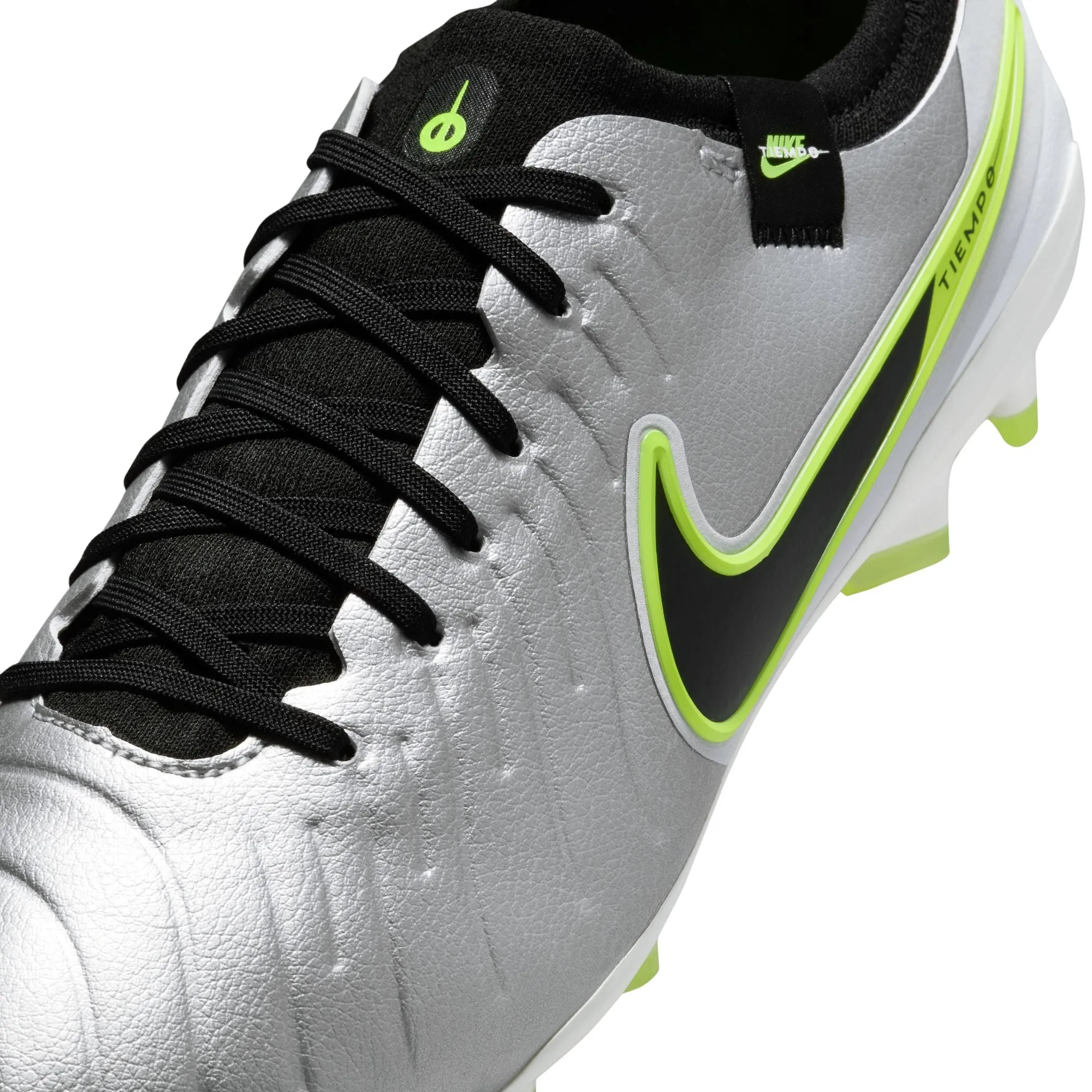 Nike Tiempo Legend 10 Pro FG Firm Ground Soccer Cleat -Metallic Silver/Black-Volt