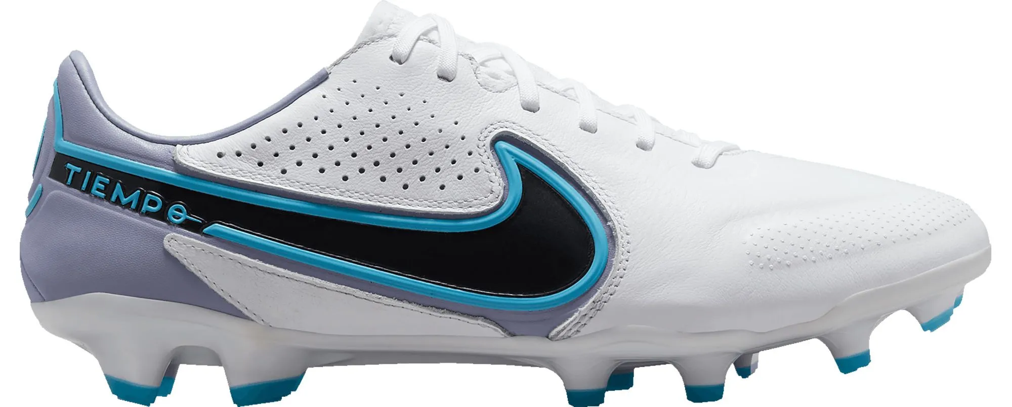 Nike Tiempo Legend 9 Pro FG Firm Ground Soccer Cleats - White/Black/Blue/Pink