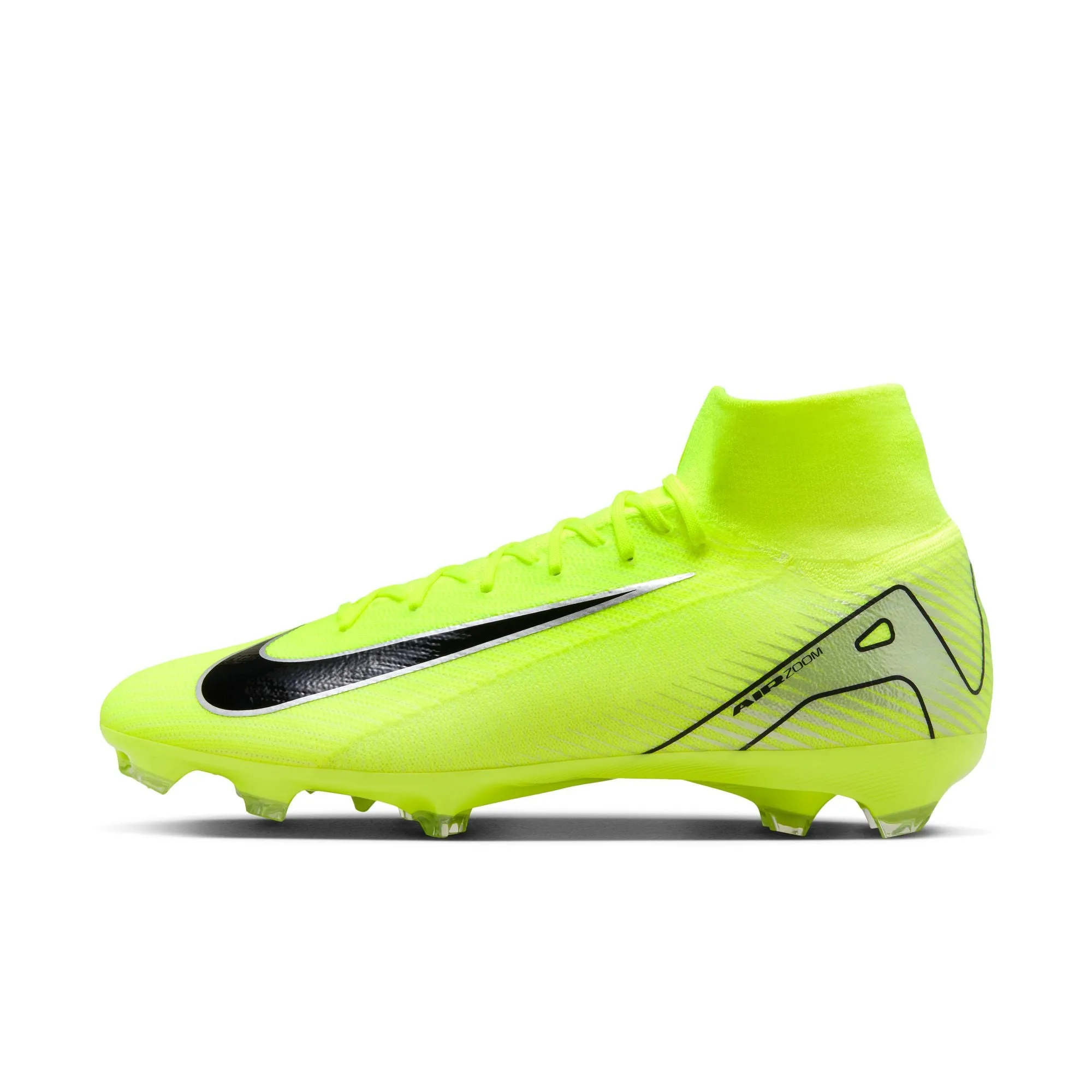 Nike Zoom Superfly 10 Pro FG/MG Firm Ground Soccer Shoes - Metallic Silver/Volt Black