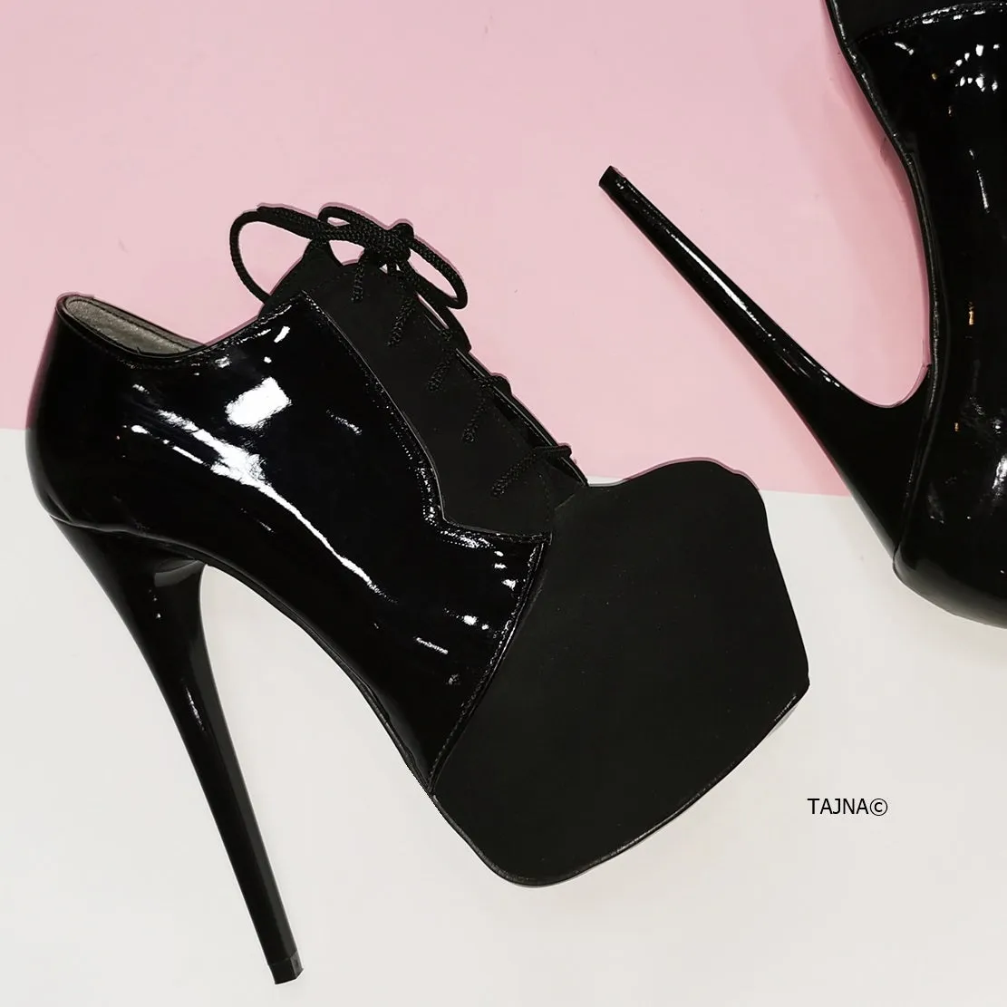 Oxford Black Suede Patent Ankle Booties
