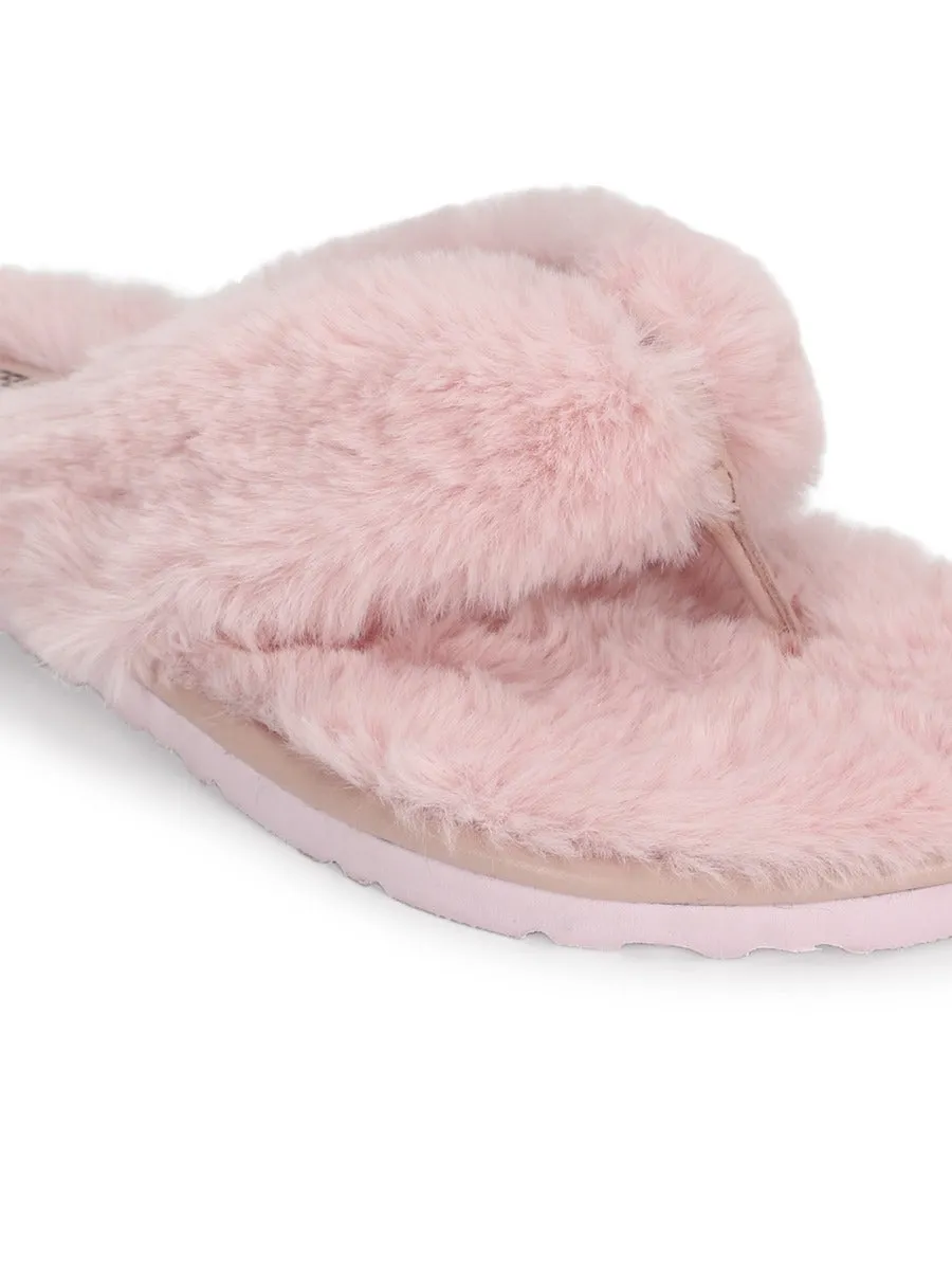 Pink Fur Flip Flops