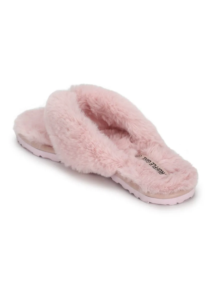 Pink Fur Flip Flops