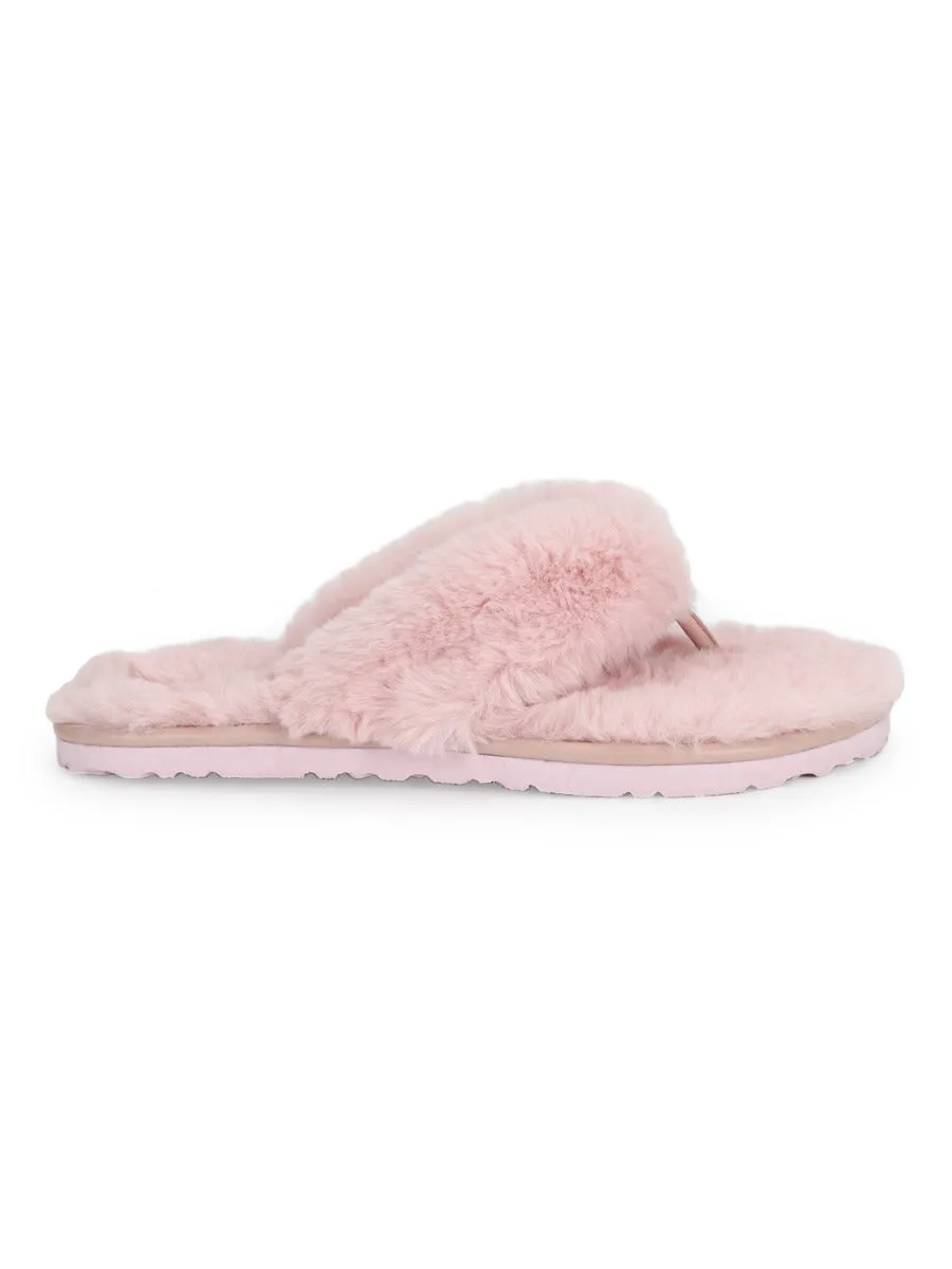 Pink Fur Flip Flops