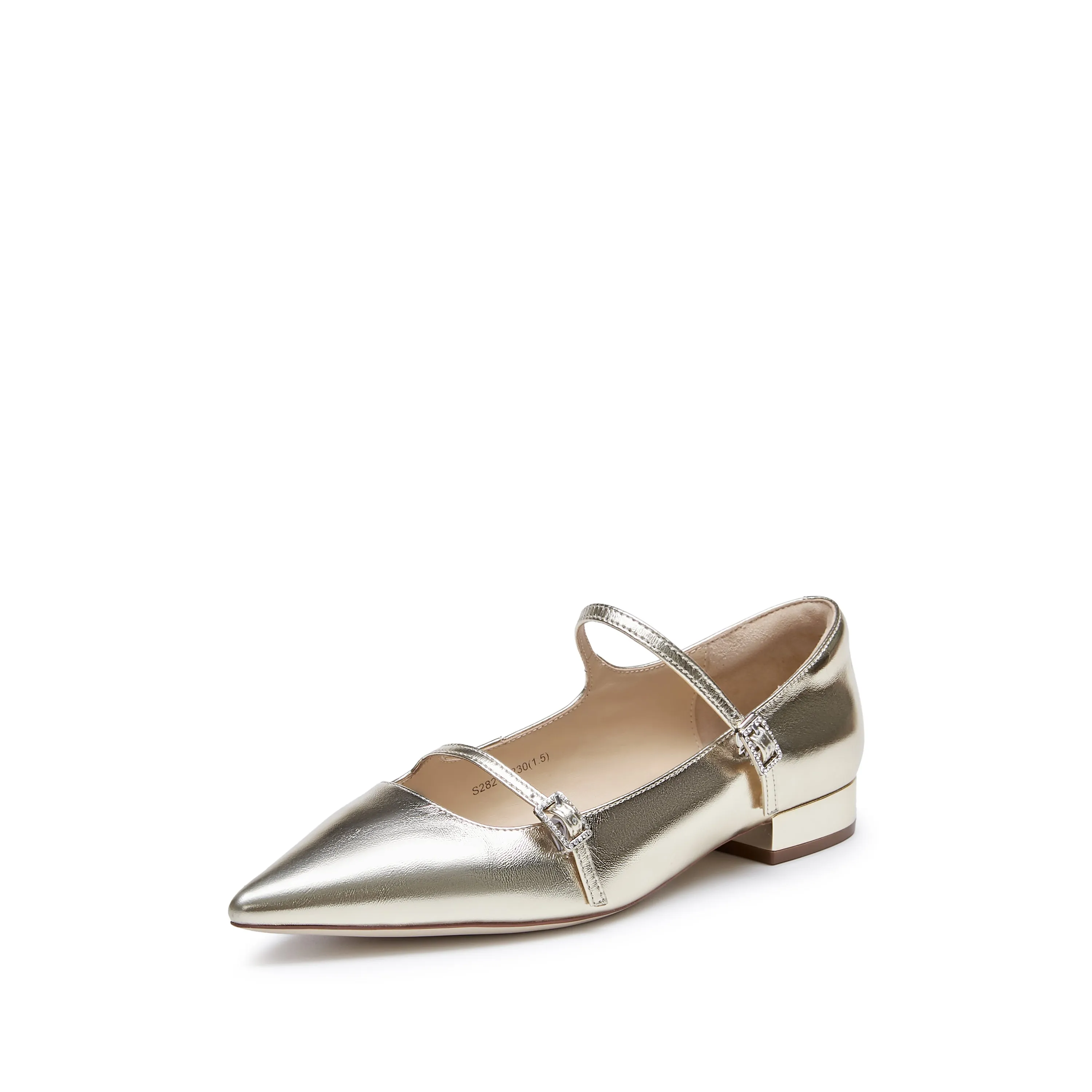 Pointy Light Gold Crystal buckle Mary Jane Flats