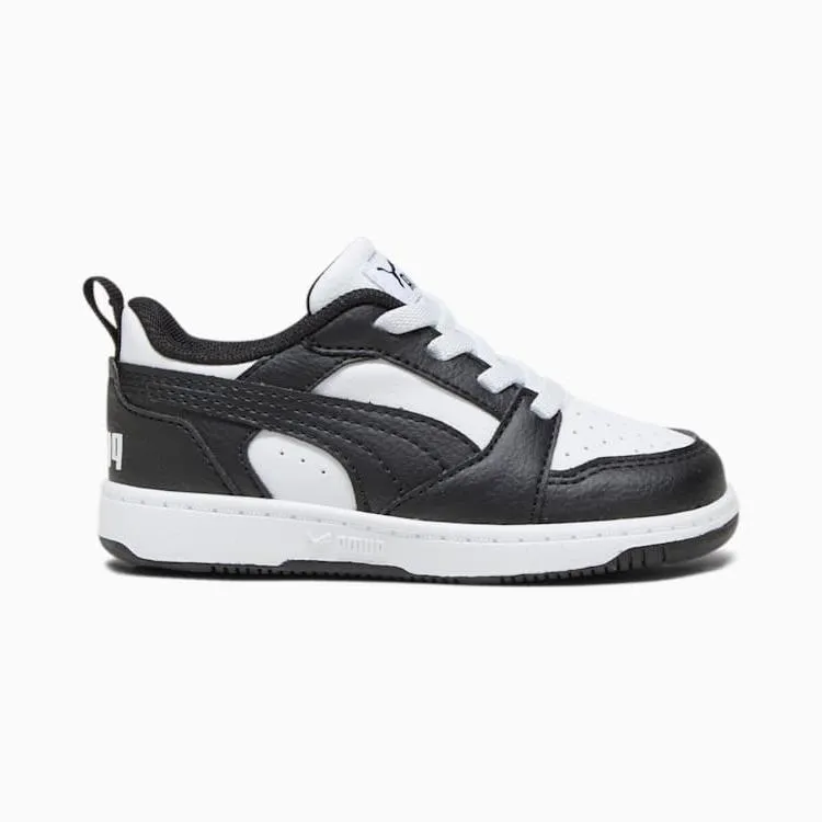PUMA KID'S REBOUND V6 BLACK/WHITE BASKETBALL SHOES