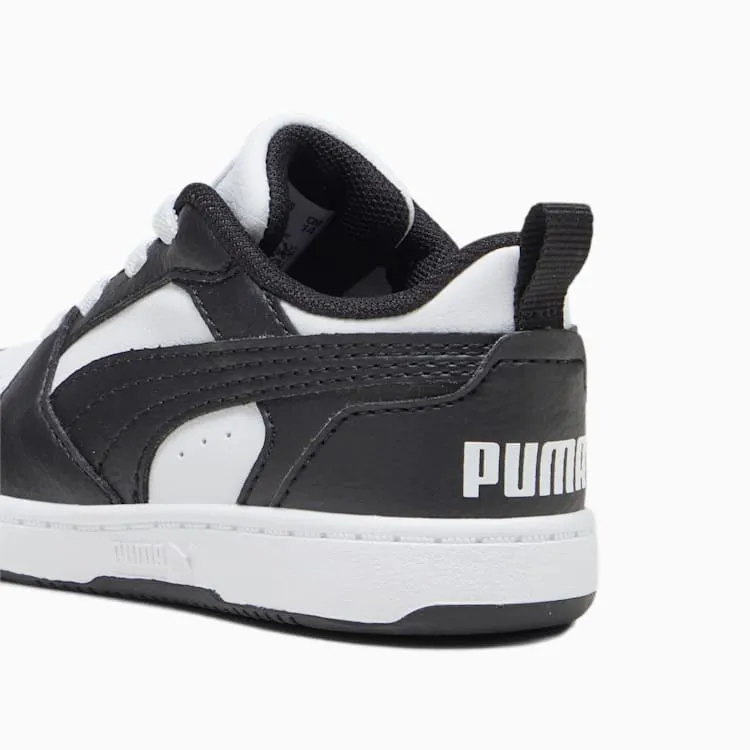 PUMA KID'S REBOUND V6 BLACK/WHITE BASKETBALL SHOES