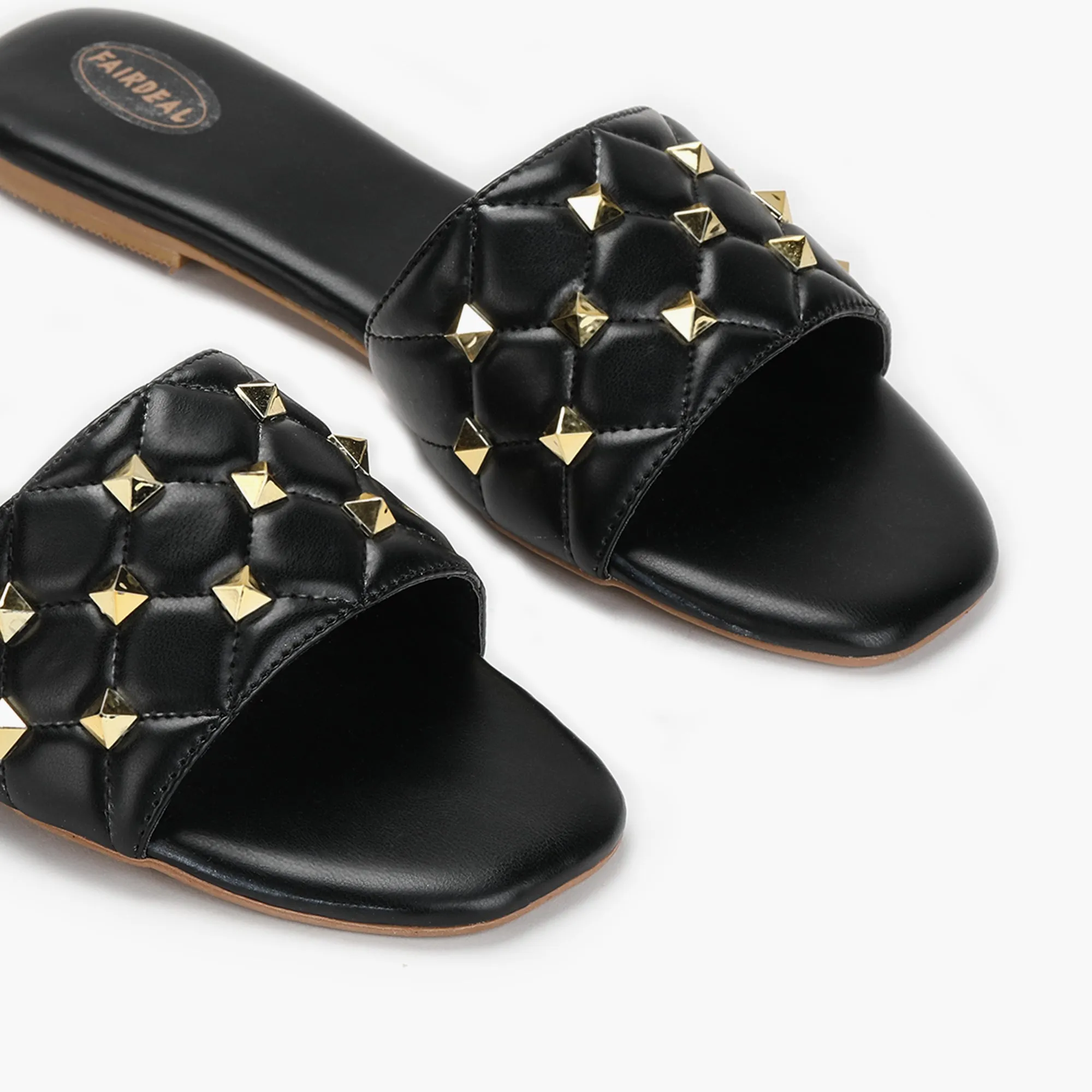 Quilted Studded Slides
