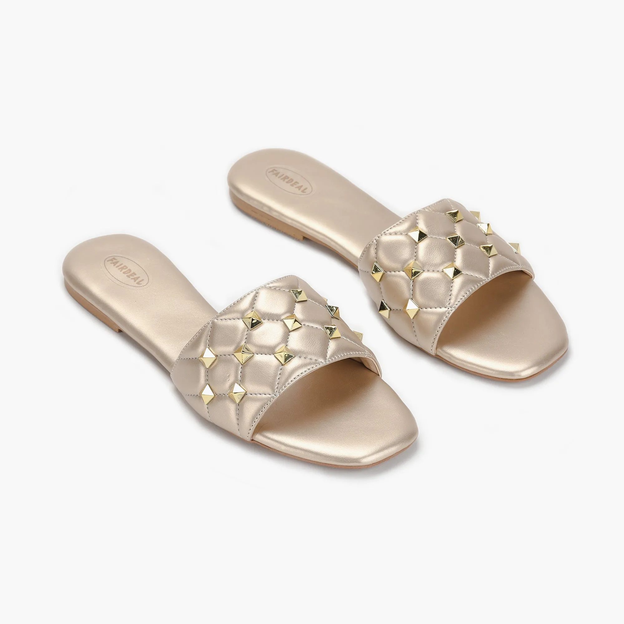 Quilted Studded Slides